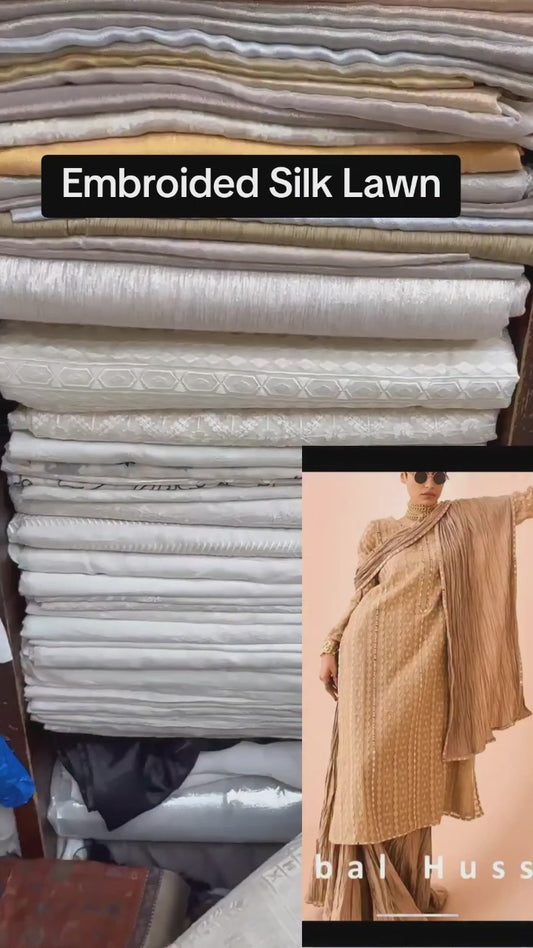 Pure Silk Lawn Embroidered Fabric – Dyeable White, 36" Width