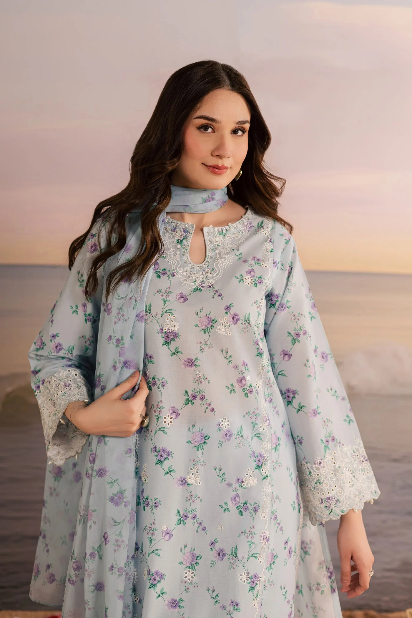 blue raima 3pc printed lawn dress batik 25392173088814