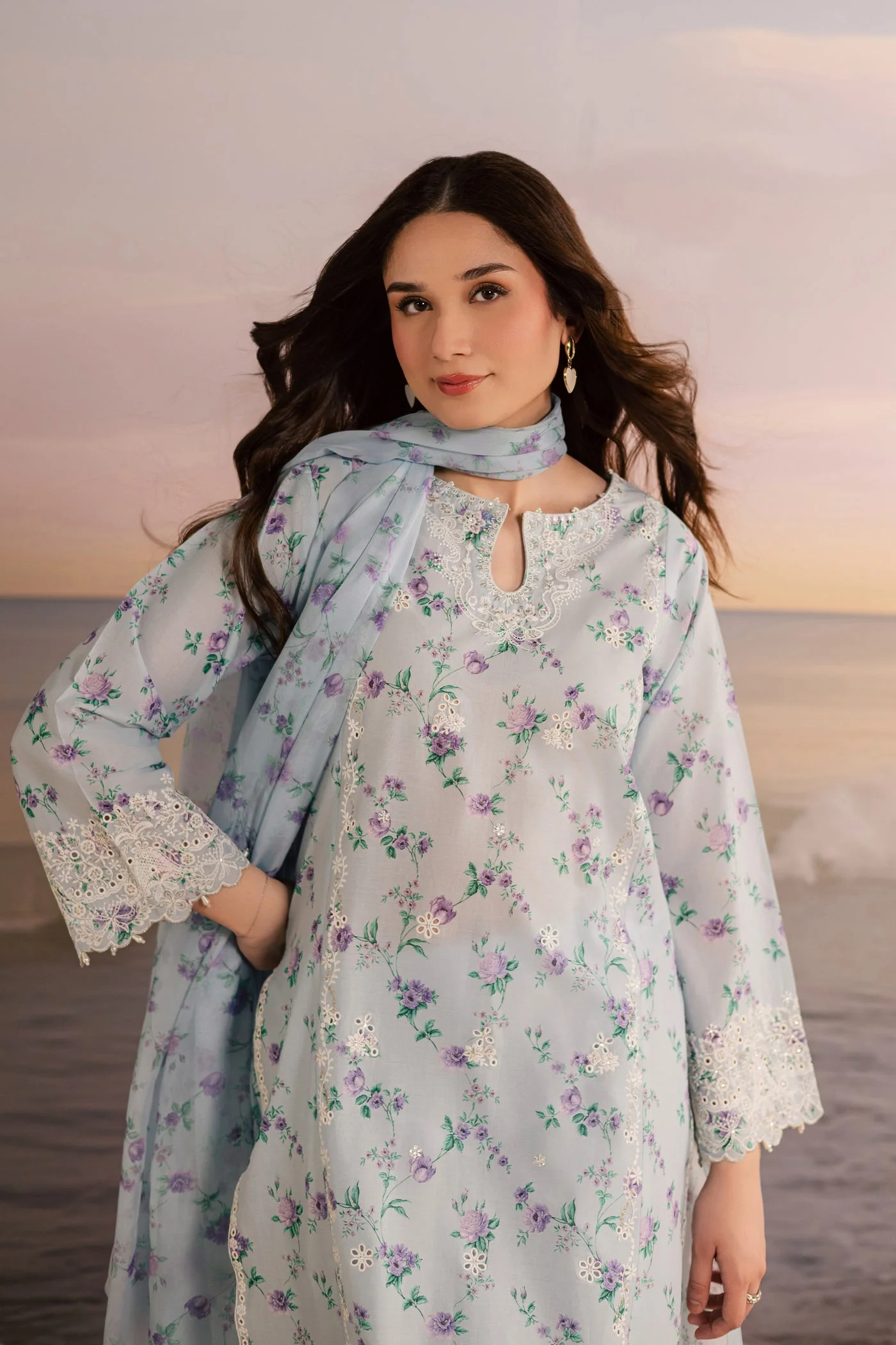 blue raima 3pc printed lawn dress batik 25392173121582