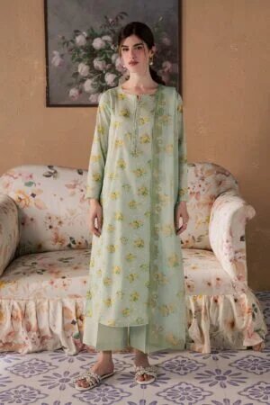 green glaze 3pc printed lawn dress batik 25452709380142