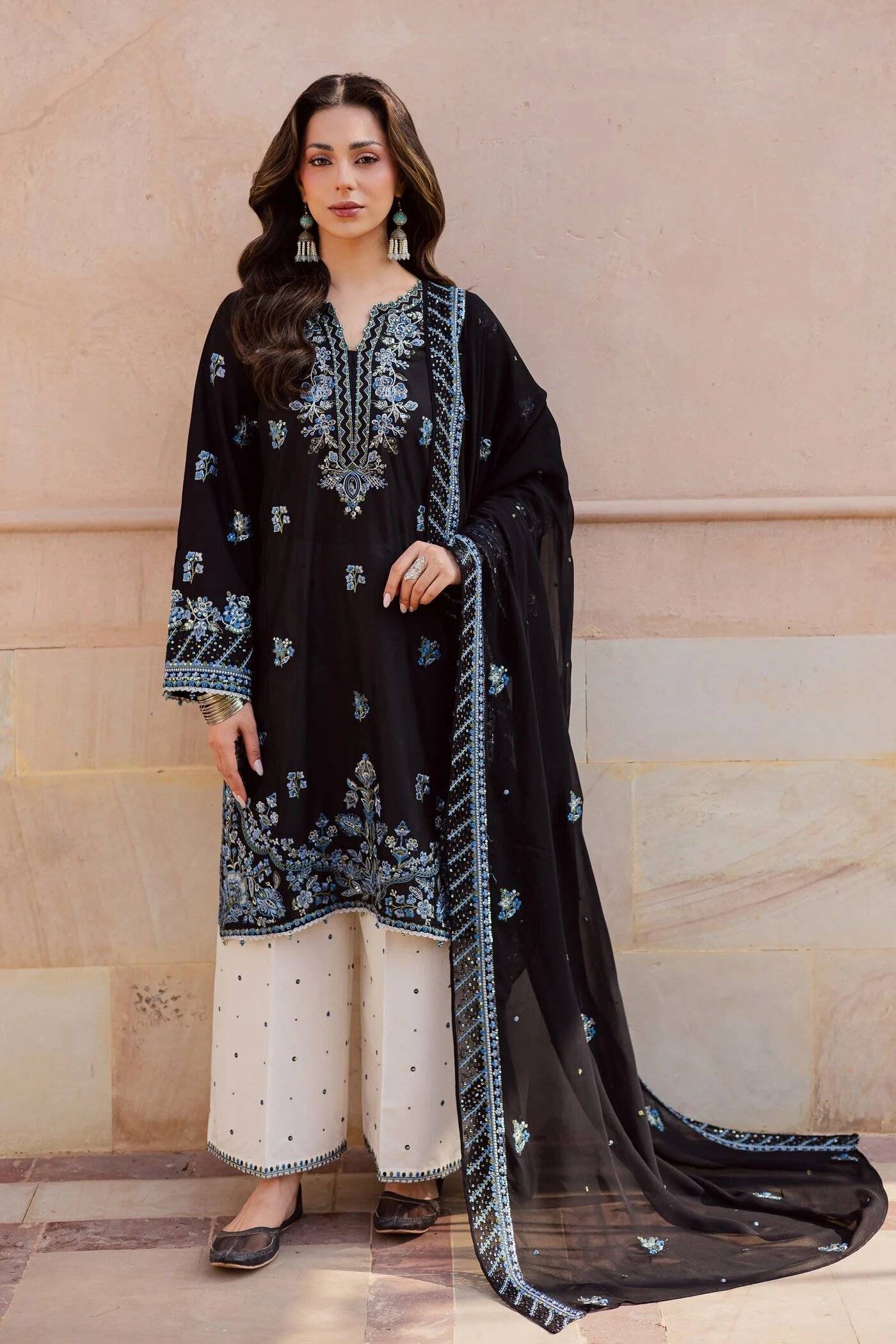 Black Iris 3Pc Festive Embroidered Lawn BATIK 25239259611182